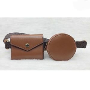 Michael Kors Brown Leather Double Pouch Belt